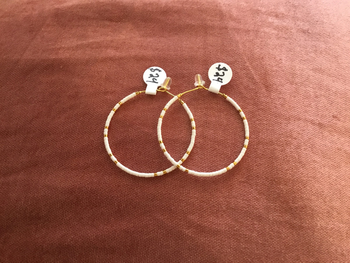 Splendid Iris Beaded Hoop Earrings