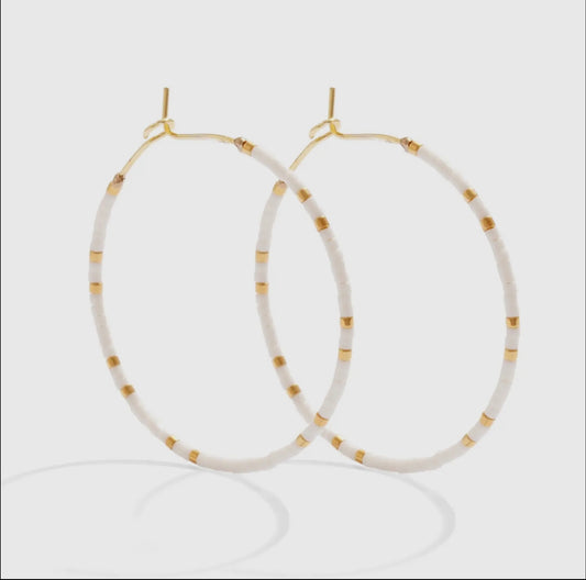 Splendid Iris Beaded Hoop Earrings