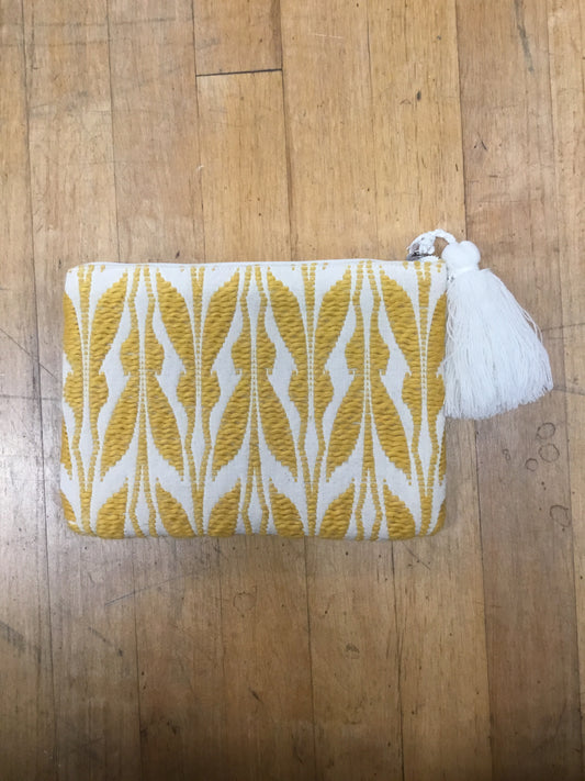 Jen & Co Woven Yellow Pattern Makeup Bag