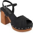 Journee Collection Peep Toe Clog Black
