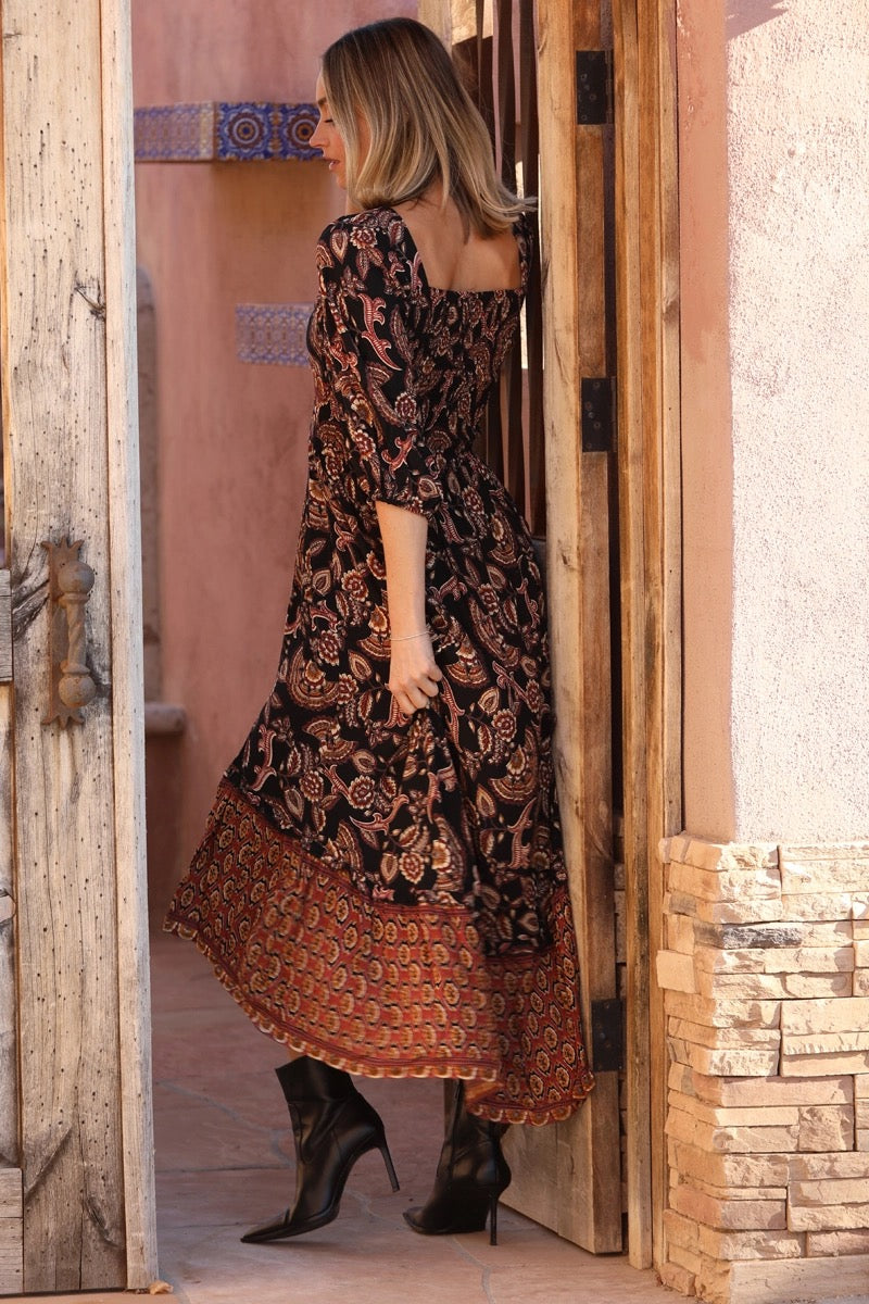 Angie Black and Brown Boho Dress