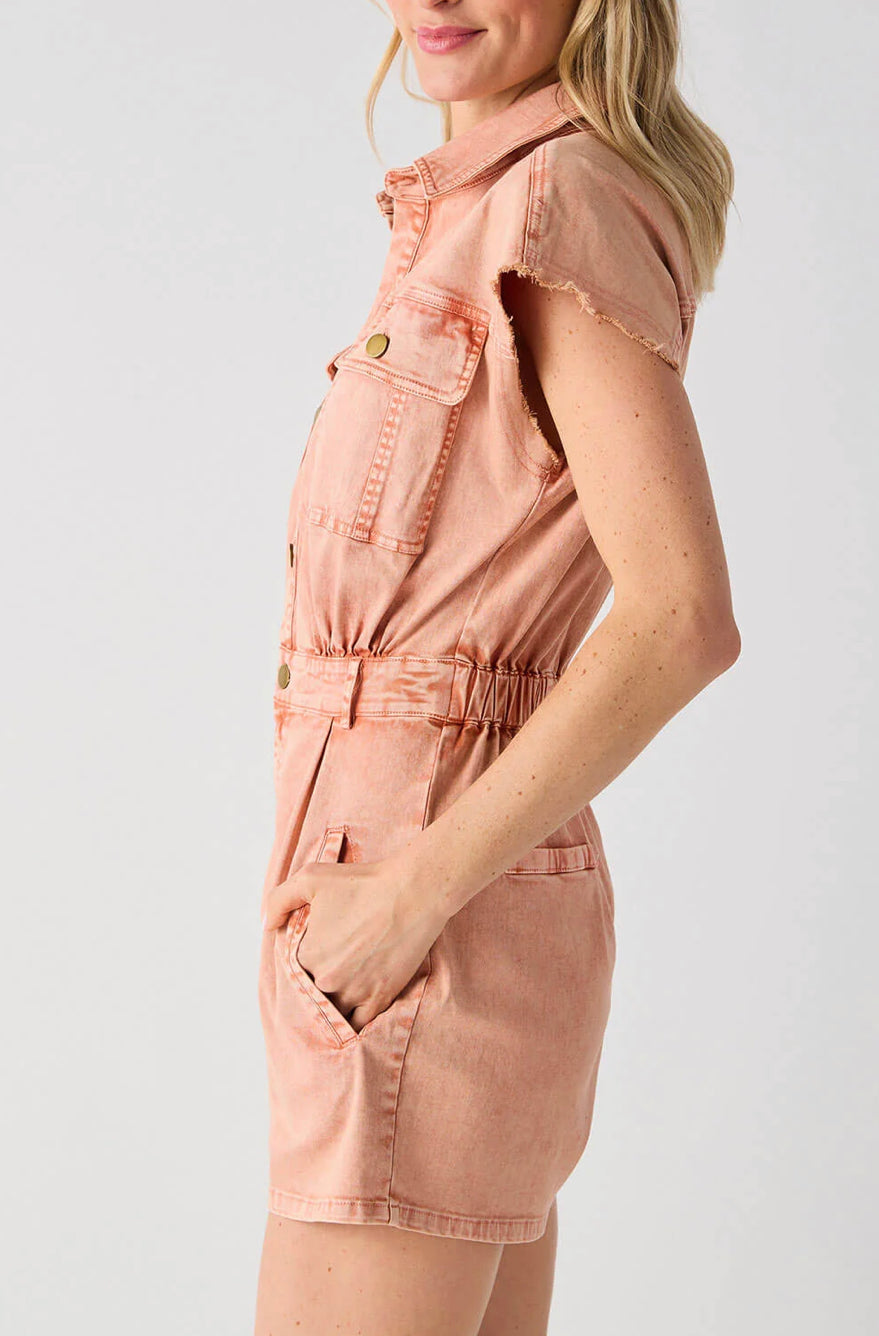 FATE Utility Romper in Soft Clay