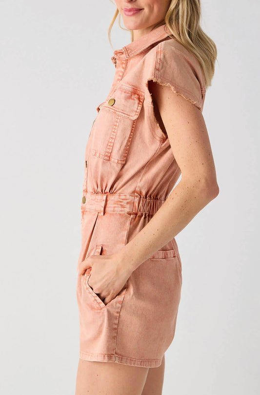 FATE Utility Romper in Soft Clay