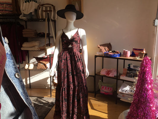 Angie Black & Maroon Maxi Dress
