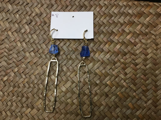 Geri Greene brass earring blue crystal