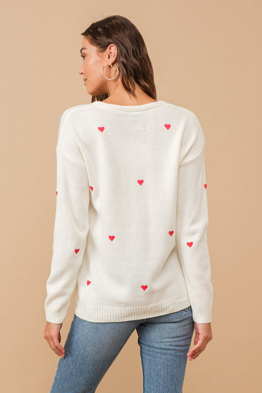 Cozy Scoop Neck Heartsweater