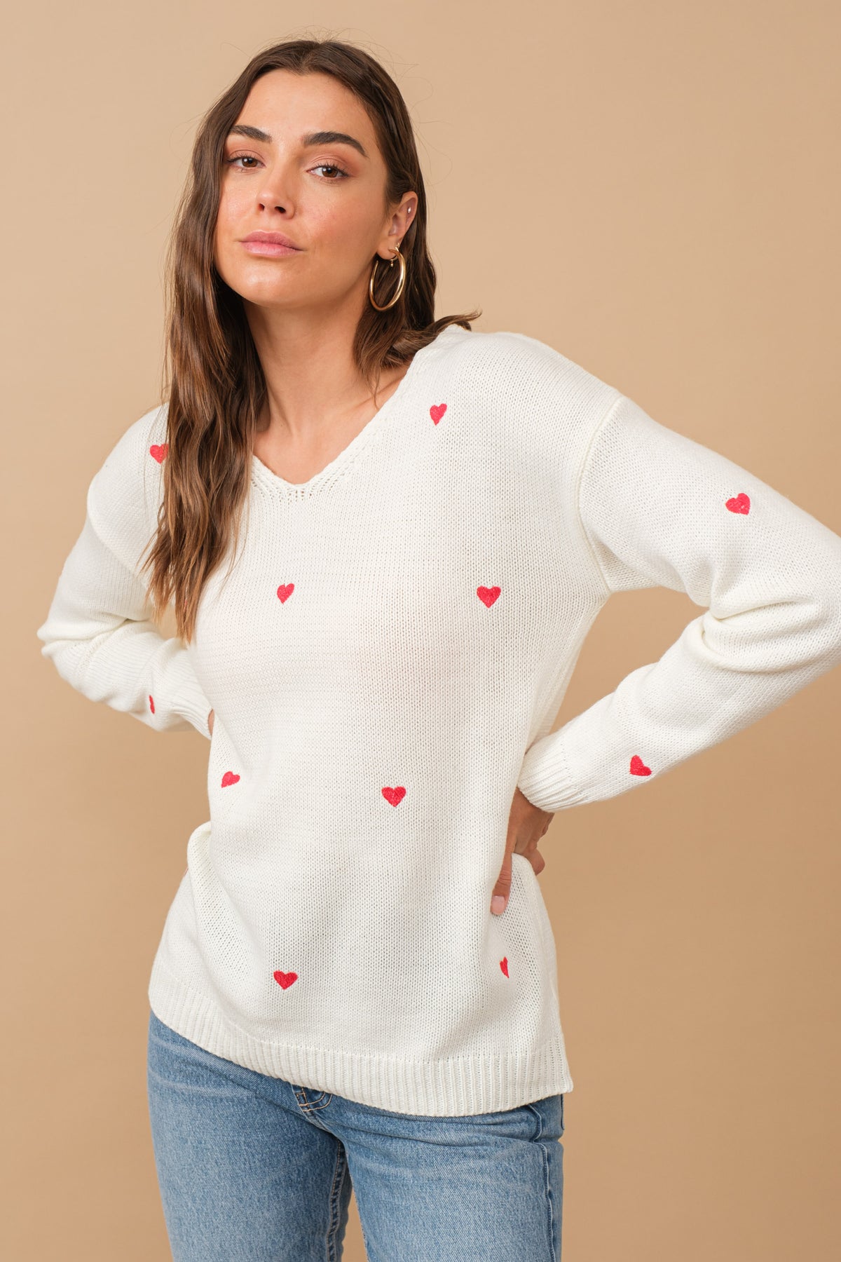 Cozy Scoop Neck Heartsweater