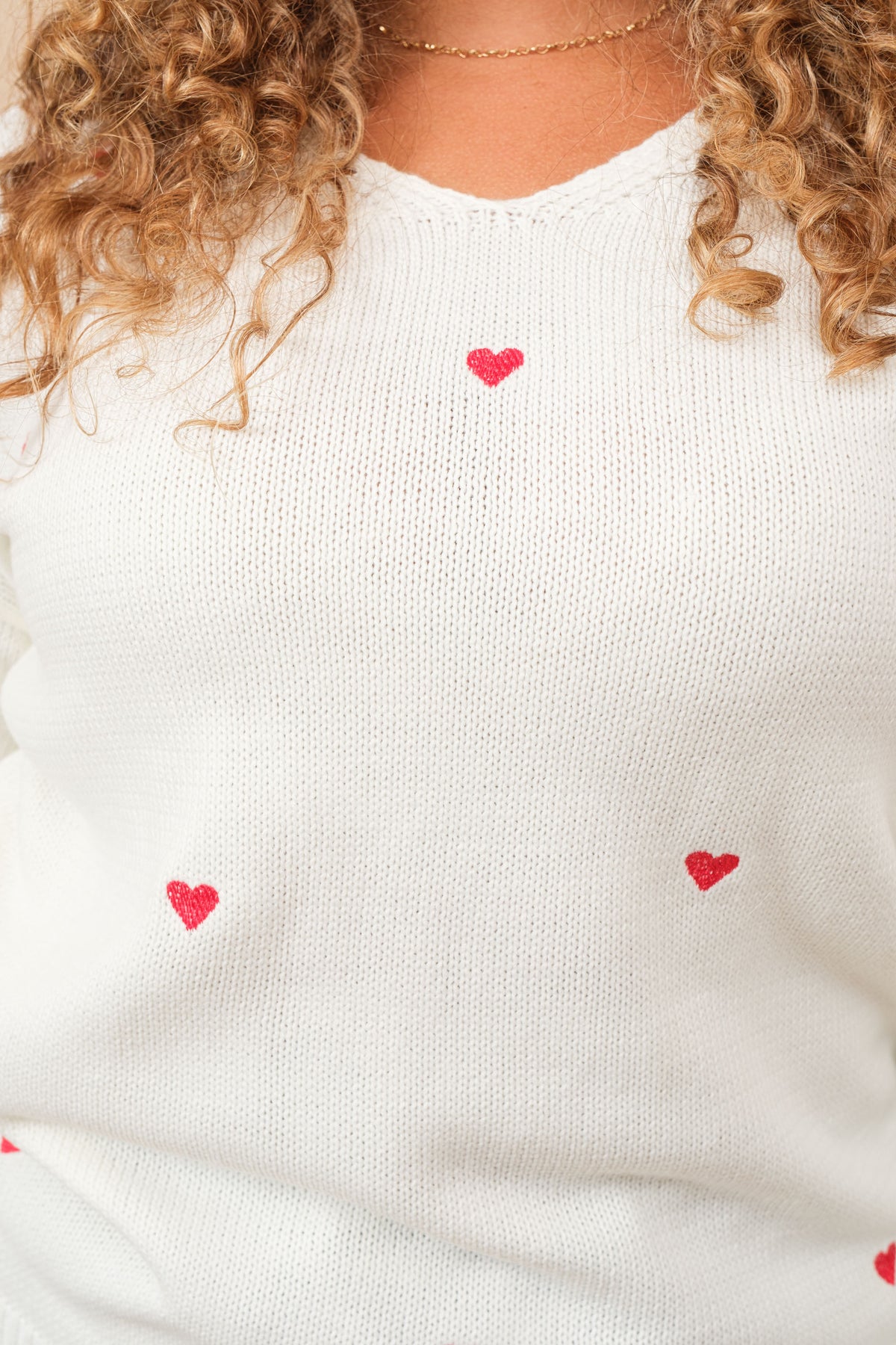 Plus Cozy Scoop Neck Heart Sweater