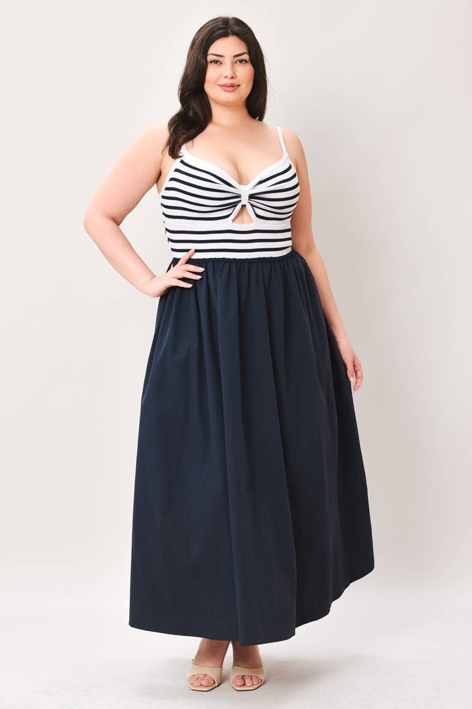 A midi dress featuring sweater knit top - FD1922-P