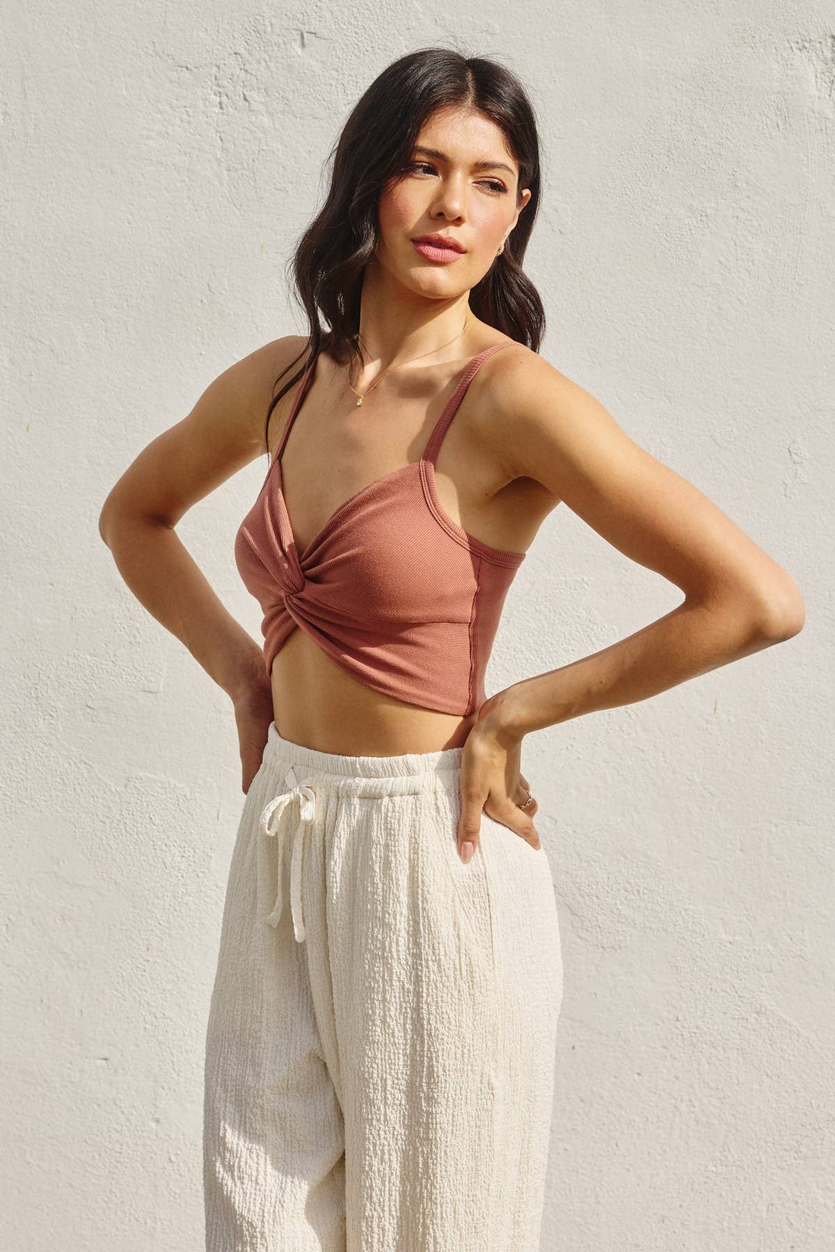 Micro Rib Twist And Shout Crop Top