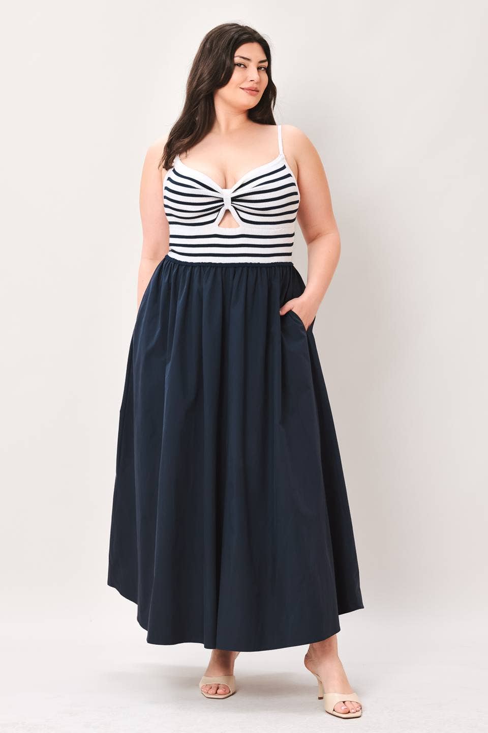 A midi dress featuring sweater knit top - FD1922-P