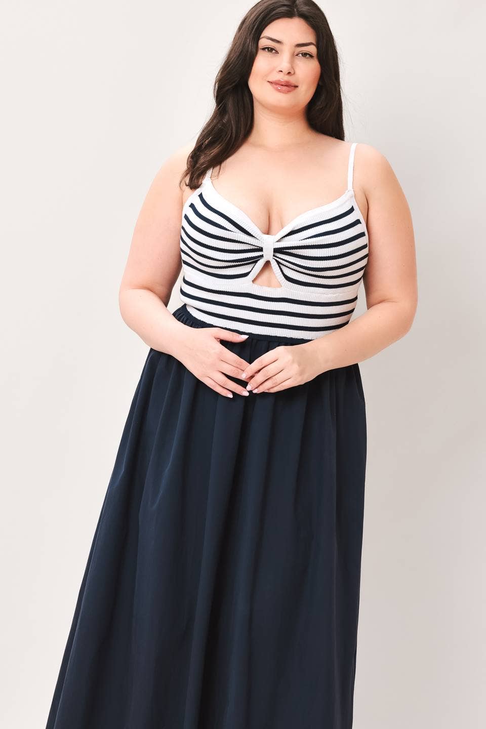A midi dress featuring sweater knit top - FD1922-P