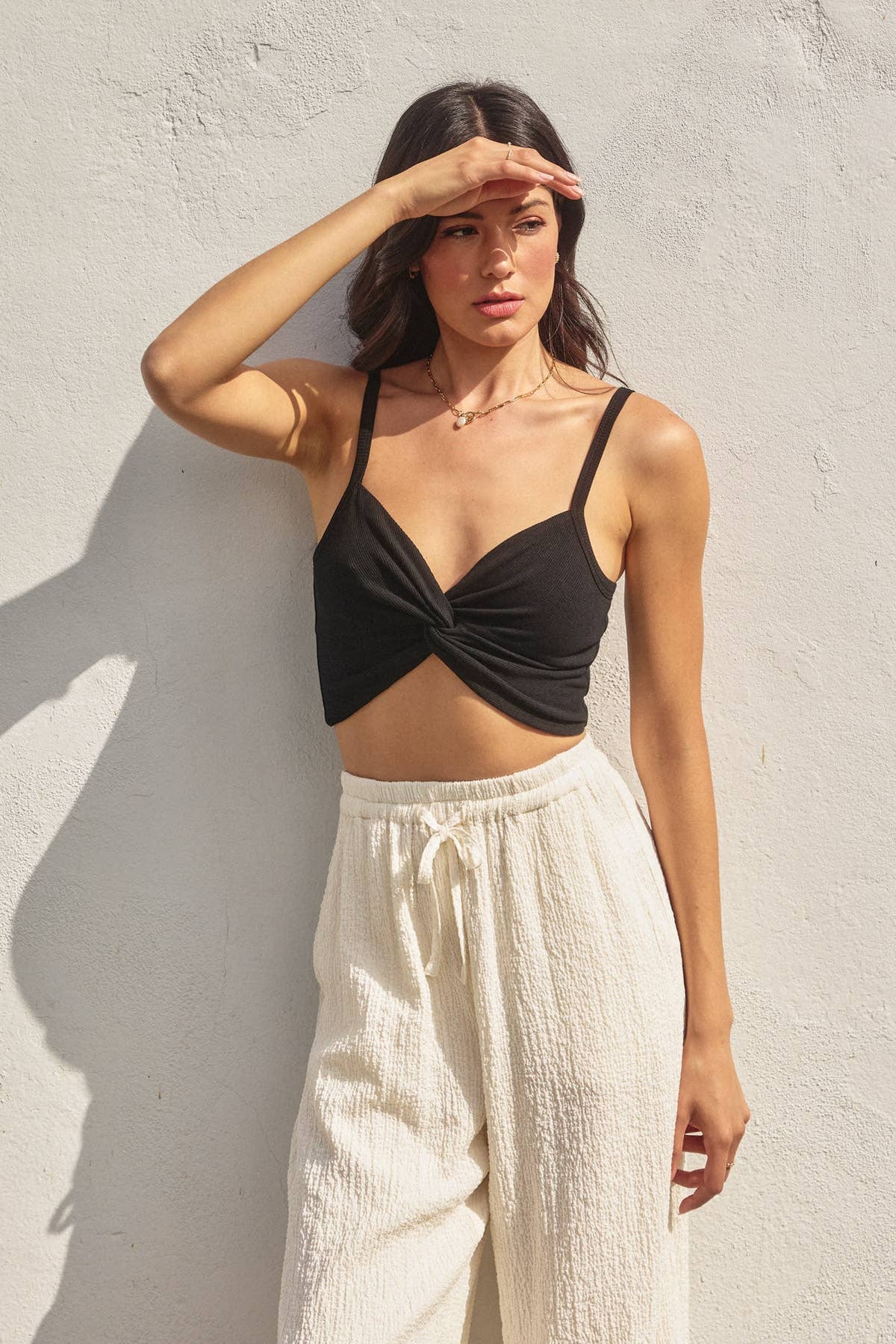 Micro Rib Twist And Shout Crop Top