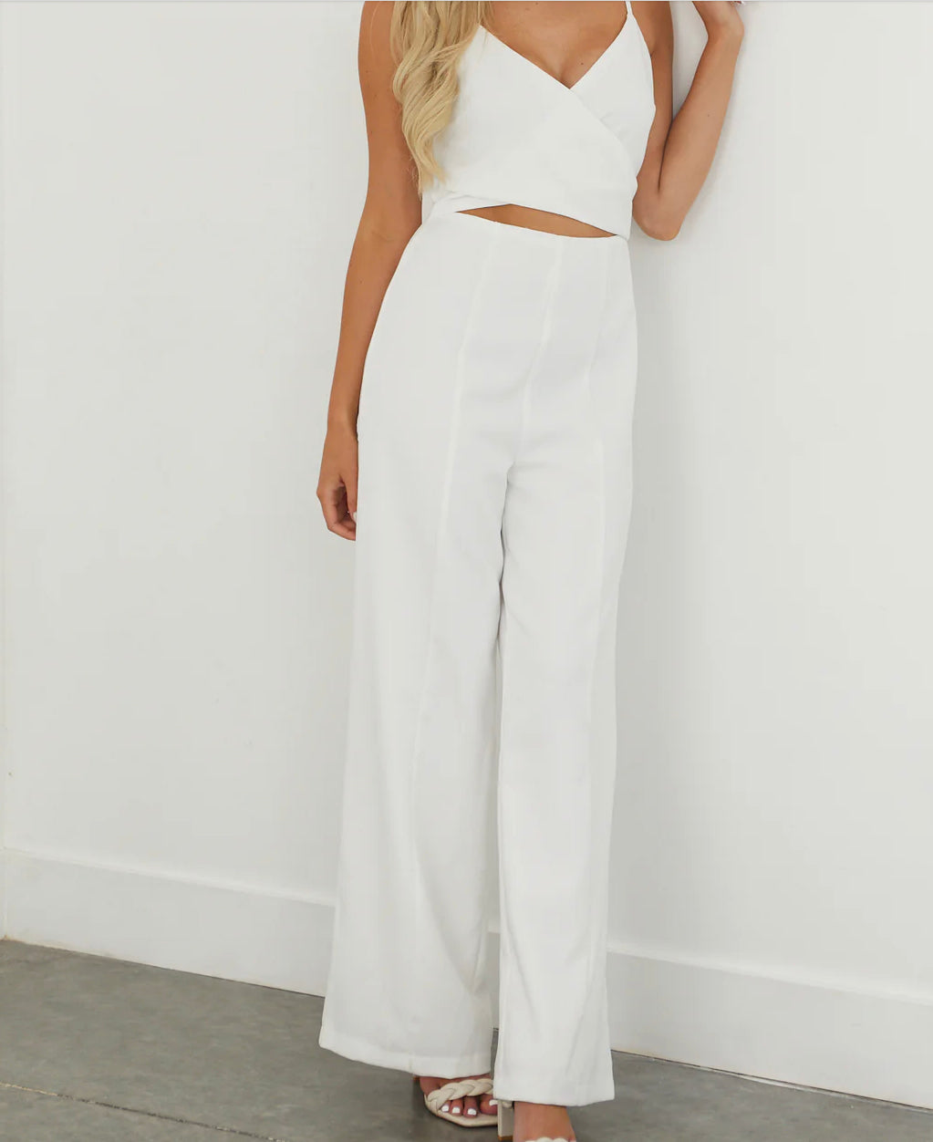 Gilli Criss Cross Front White Jumpsuit