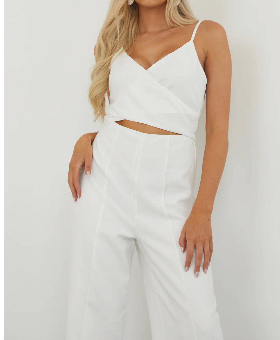 Gilli Criss Cross Front White Jumpsuit